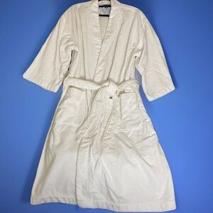 Tommy Hilfiger White Terrycloth Long Bath Robe Housecoat Oversized Belted Unisex